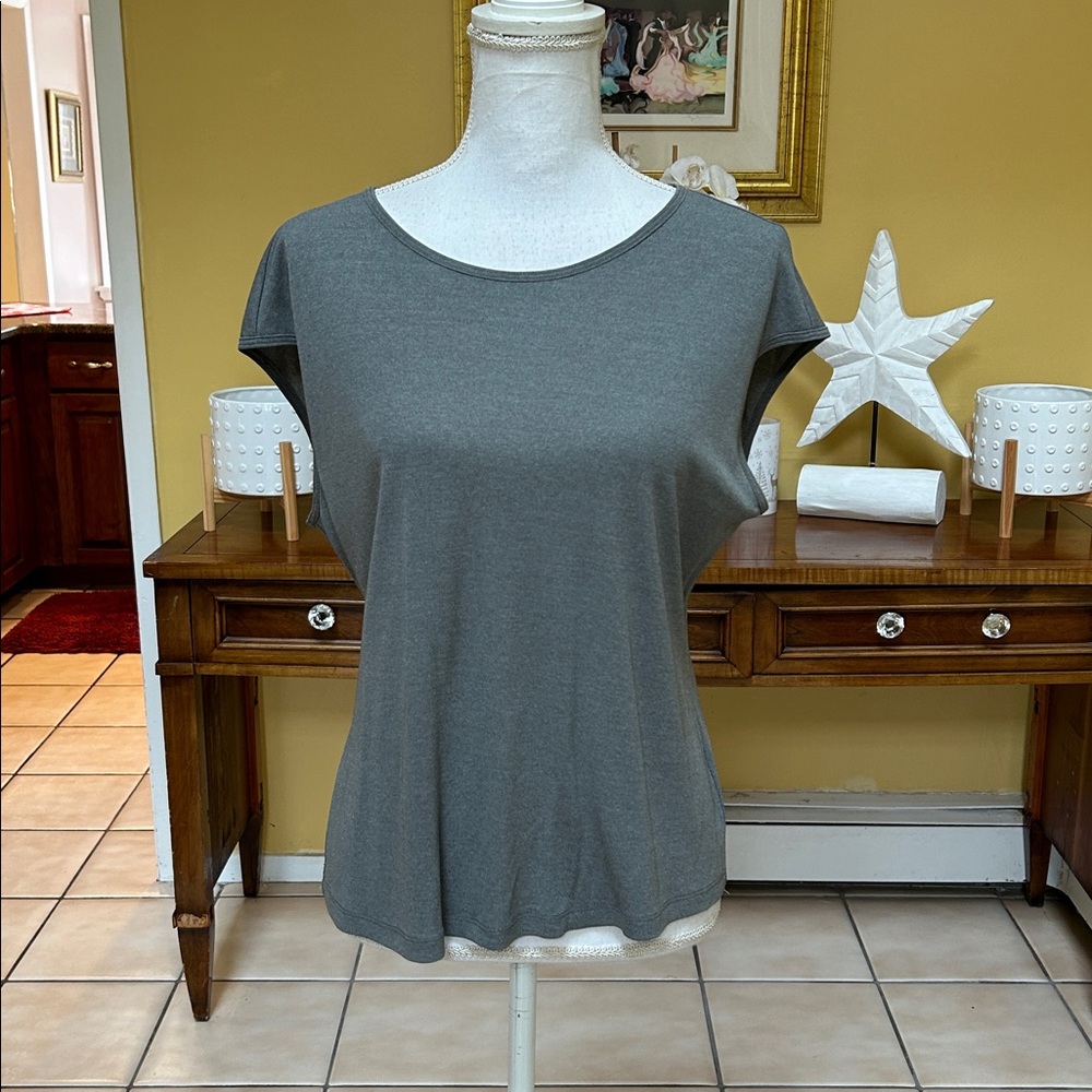 Lafayette 148 New York Women’s Grey Scoop Neck Sleeveless Tank Top Tami Sz M